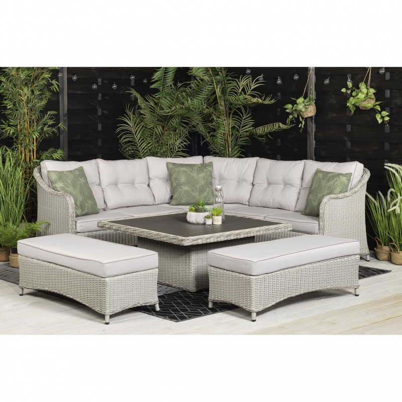 Hazel Rattan Grey Corner Garden Sofa Set With Free Delivery