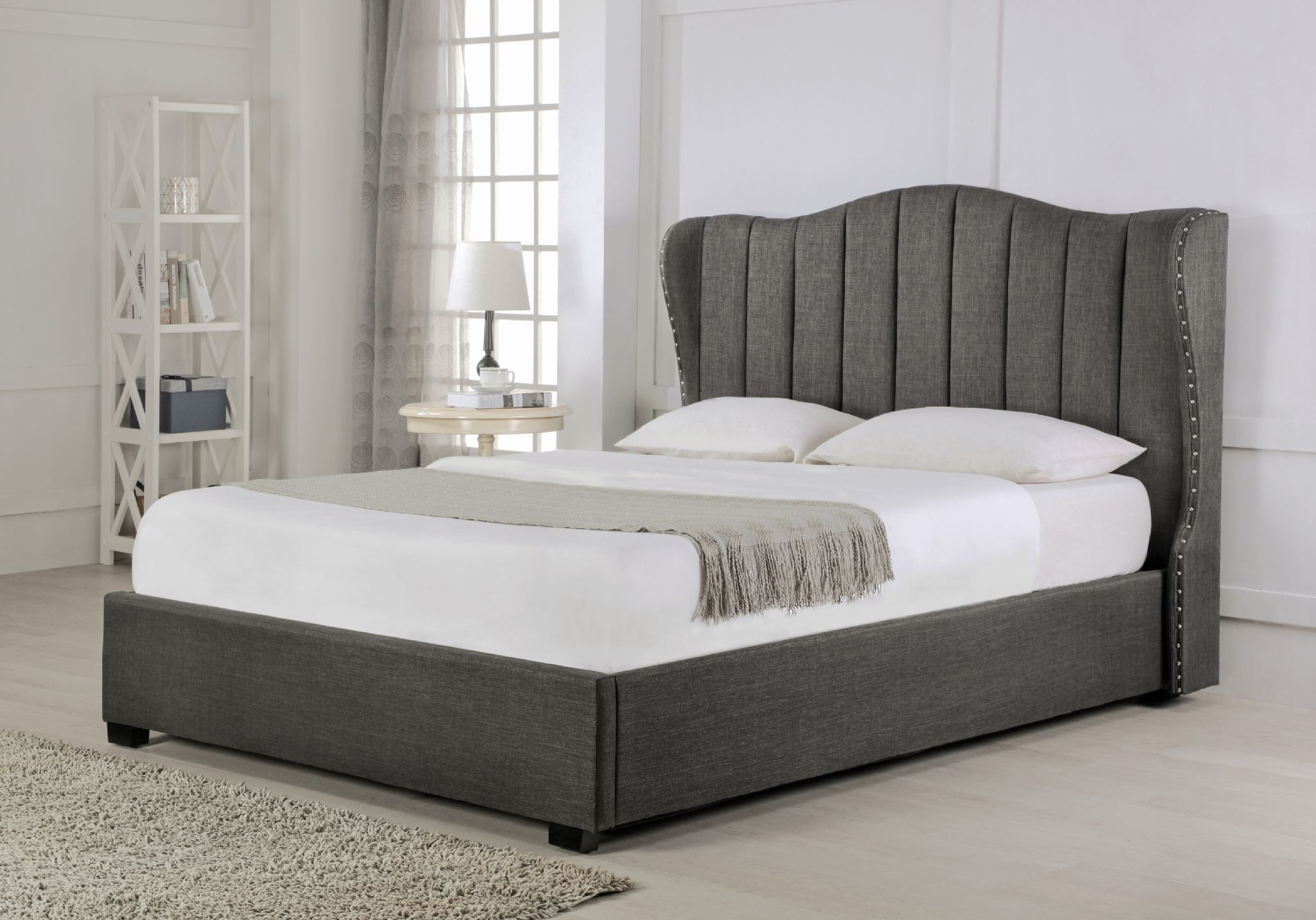 Emporia Rivoli Grey Ottoman Double Bed | Emporia Grey Sleigh Ottoman ...