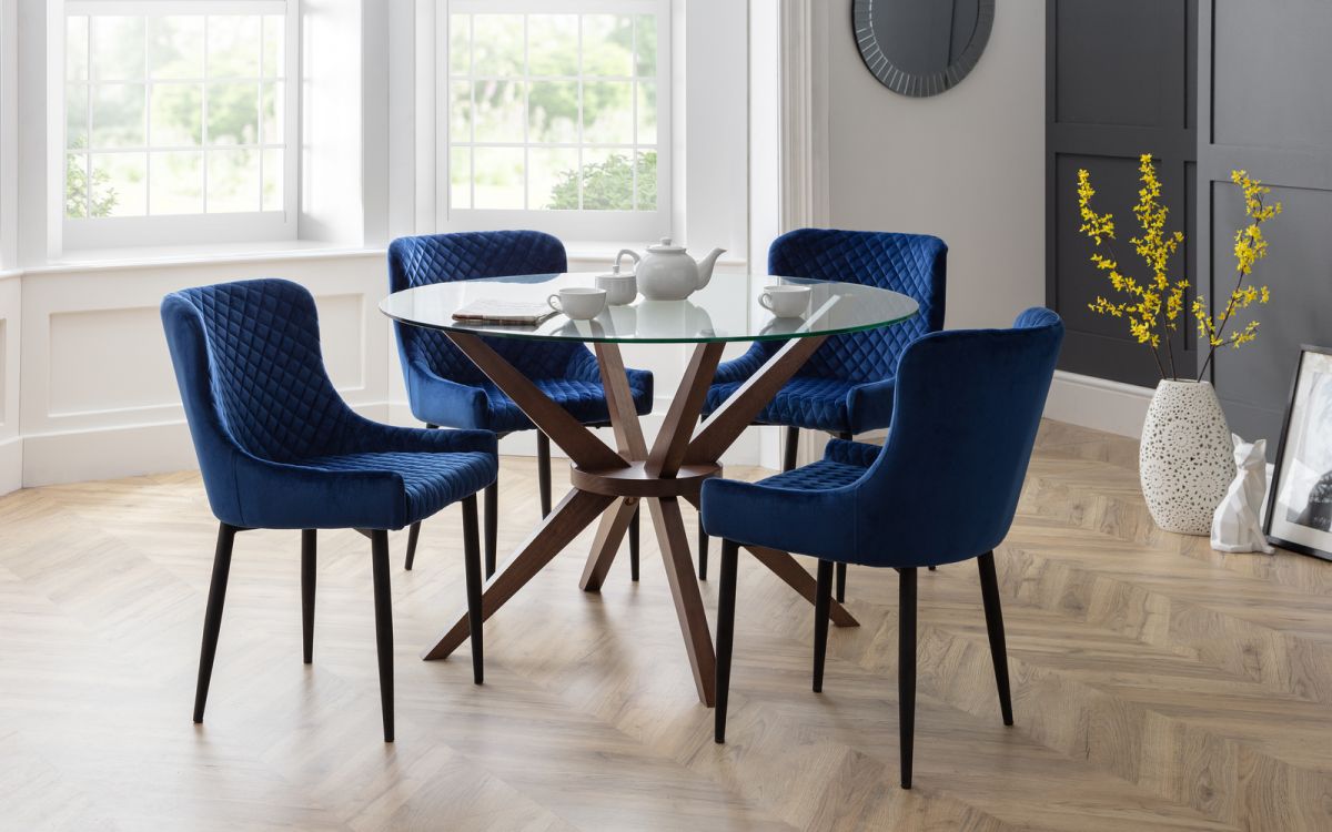 Julian Bowen Set Of 2 Blue Black Luxe Velvet Dining Chairs 8637 P 